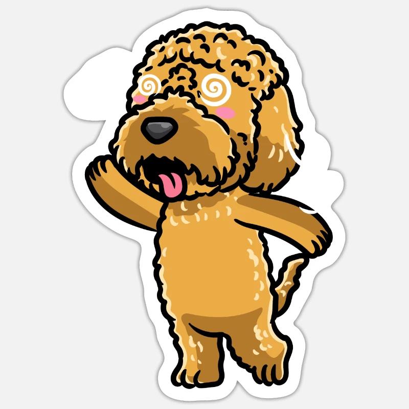 Kawaii Cockapoo Dog Emoticon - Sticker size S (10 x 10 cm) - white matte