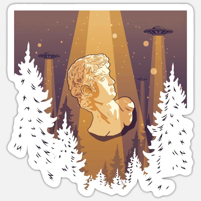 Cryptidcore Aesthetic David Statue UFO Sticker Größe S (10 x 10 cm)