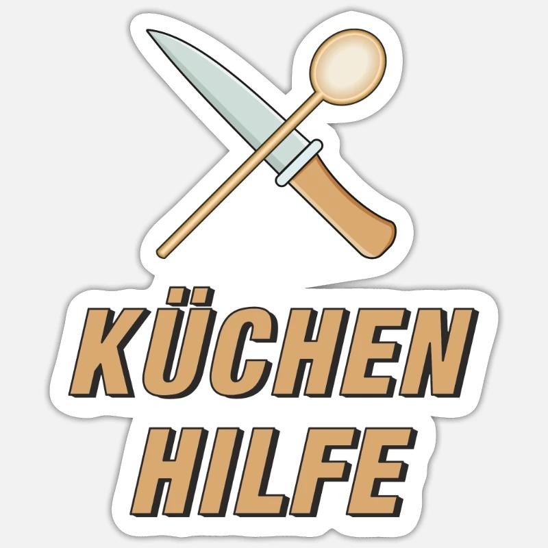 KÜCHEN HILFE - Sticker Größe S (10 x 10 cm) - Mattweiß
