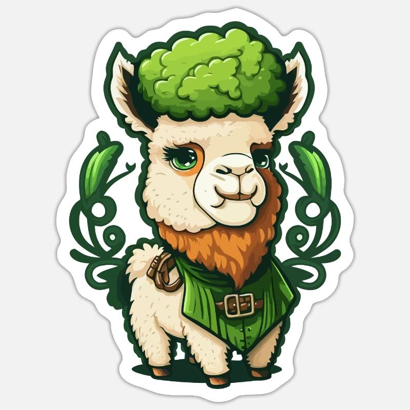 Süsses St Patricks Day Lama - Sticker Größe S (10 x 10 cm) - Mattweiß