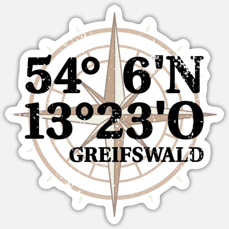 Coordonnées de Greifswald - Sticker taille S (10 x 10 cm) - blanc mat