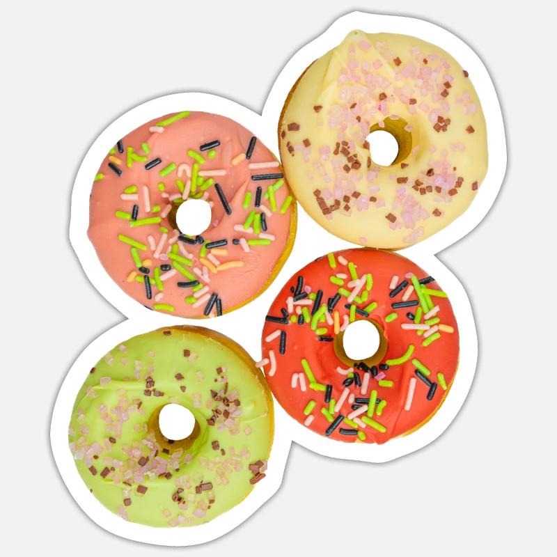 Farbenfrohe Donuts - Sticker Größe S (10 x 10 cm) - Mattweiß