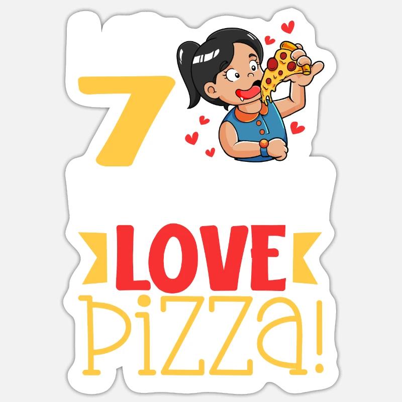 Ich bin 7 - Mädchen Pizza Sticker Größe S (10 x 10 cm)