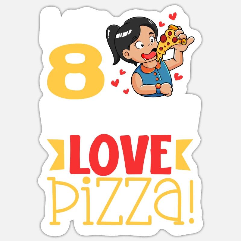 Ich bin 8 - Mädchen Pizza - Sticker Größe S (10 x 10 cm) - Mattweiß