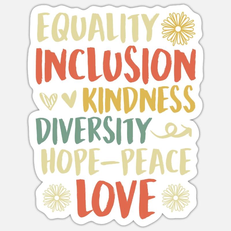 Inclusion handicap acceptation et sensibilisation - Sticker taille S (10 x 10 cm) - blanc mat