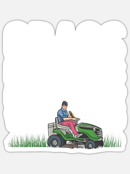 Rasenmähen Lustig Papa Vatertag Rasenmäher Rasen - Sticker Größe S (10 x 10 cm) - Mattweiß