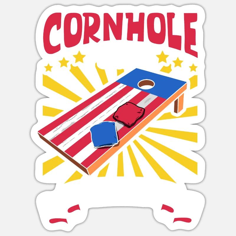 Cornhole Spieler im Training - Cornhole Sticker Größe S (10 x 10 cm)