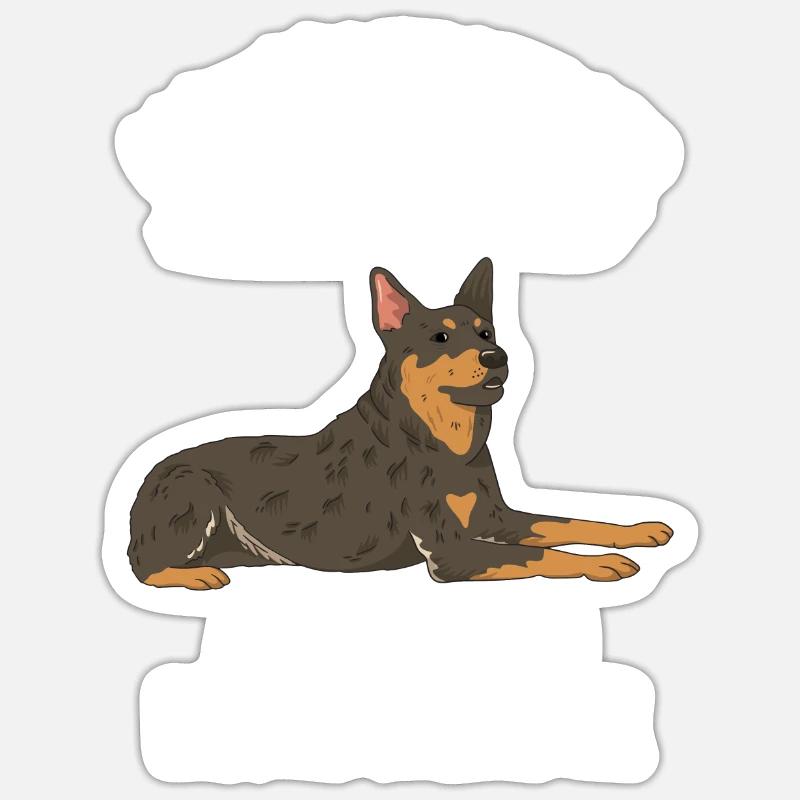 Bouvier australien - Sticker taille S (10 x 10 cm) - blanc mat