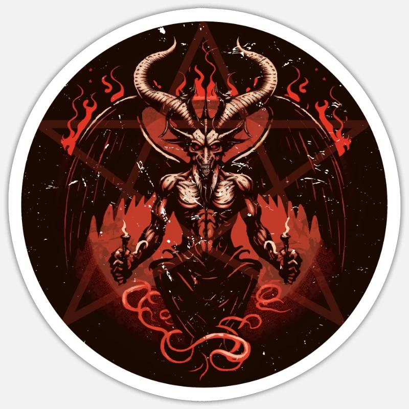 Baphomet Satanic Occult Devil Pentagram - Naklejka rozmiar S (10 x 10 cm) - biały matowy