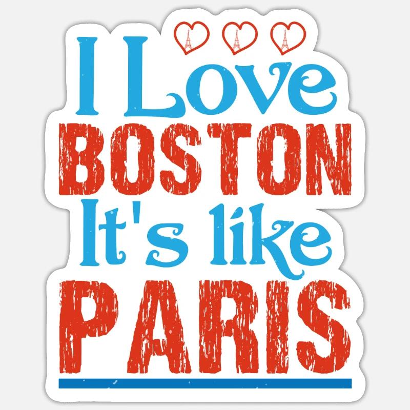 J’ADORE BOSTON C’EST COMME PARIS Sticker taille S (10 x 10 cm)