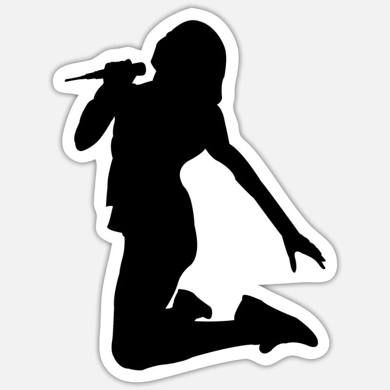 Silhouette de chanteuse chanteuse - Sticker taille S (10 x 10 cm) - blanc mat