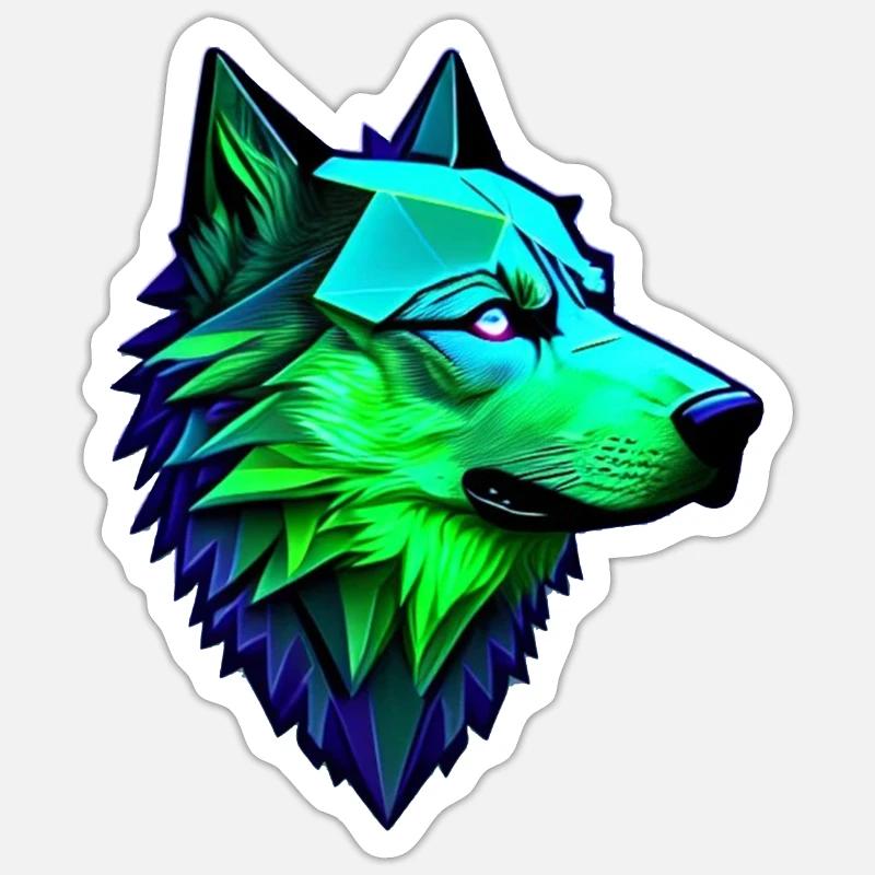 Wolf polygonal shape - Sticker size S (10 x 10 cm) - white matte