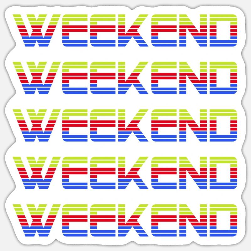Vendredi week-end - Sticker taille S (10 x 10 cm) - blanc mat