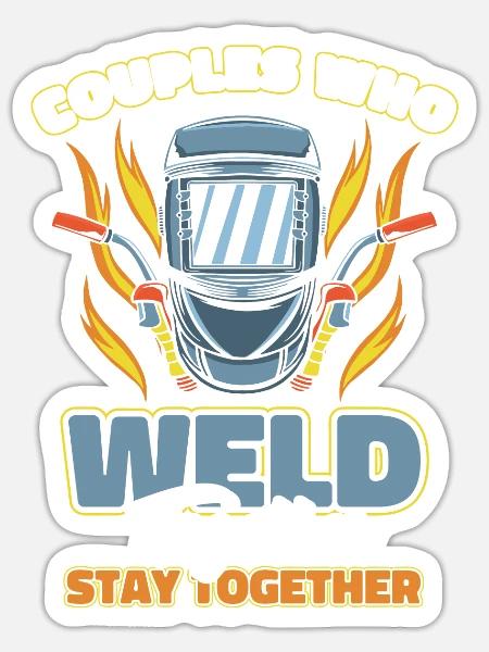 Schweißer Schlosser Paar - Sticker Größe S (10 x 10 cm) - Mattweiß