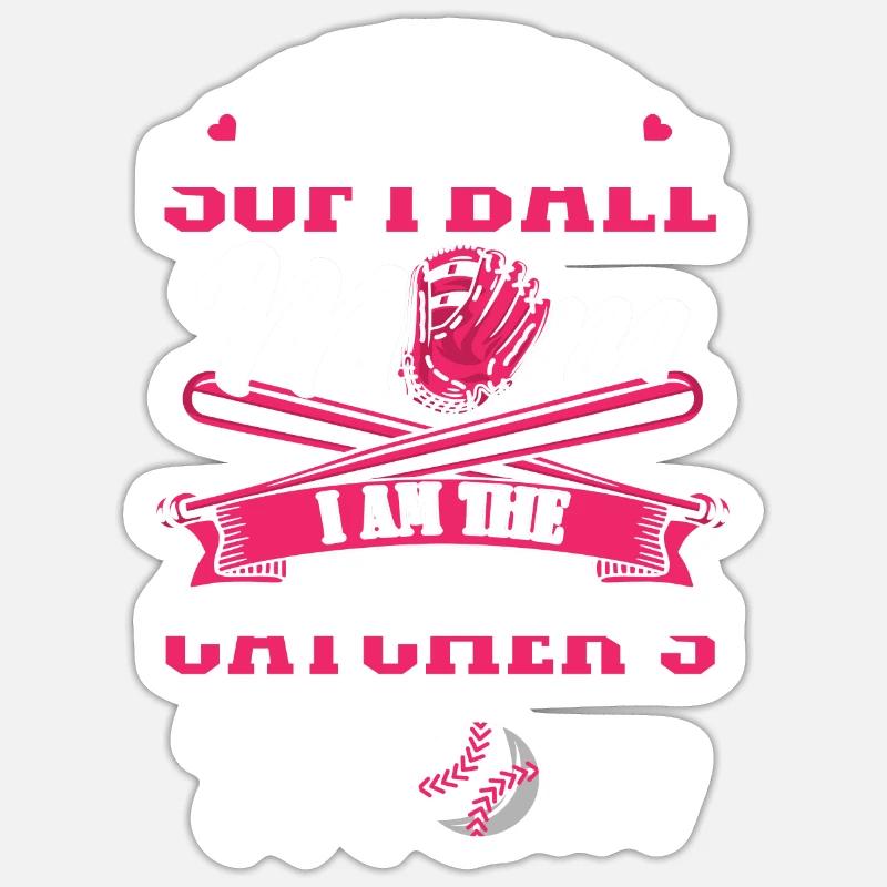 Maman softball - Sticker taille S (10 x 10 cm) - blanc mat