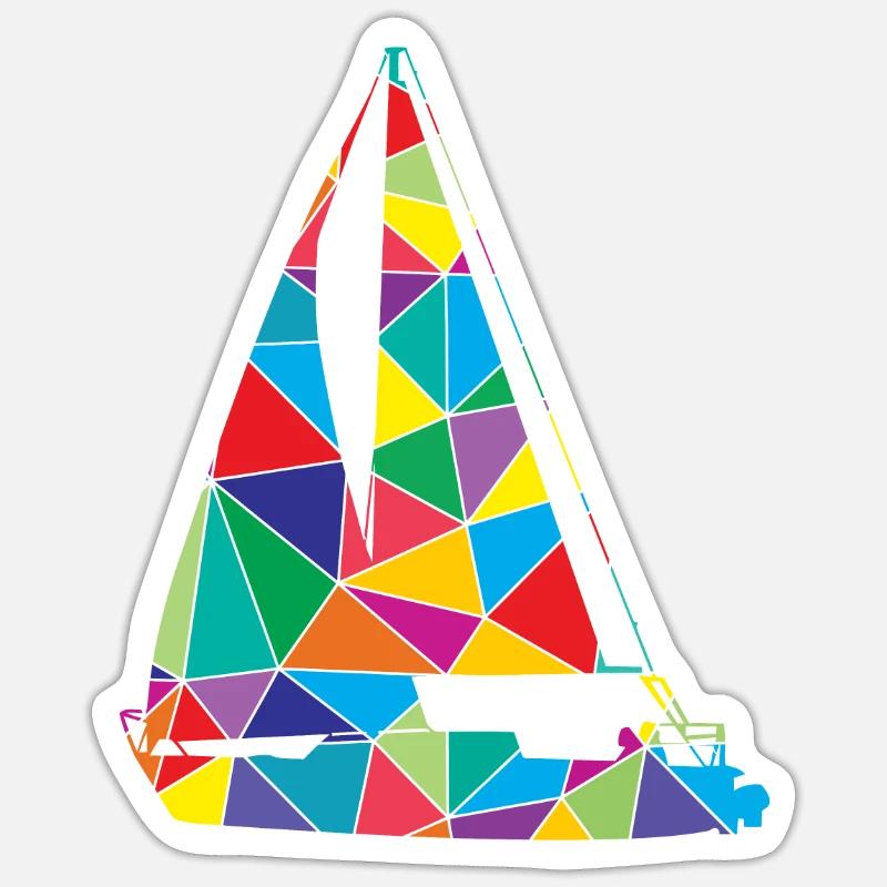 Low Poly Sailboat Polygon Sailing Sticker size S (10 x 10 cm)