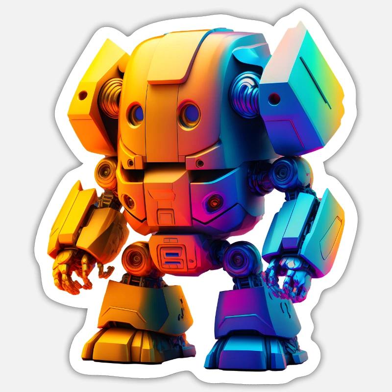 Robot jouet - Sticker taille S (10 x 10 cm) - blanc mat