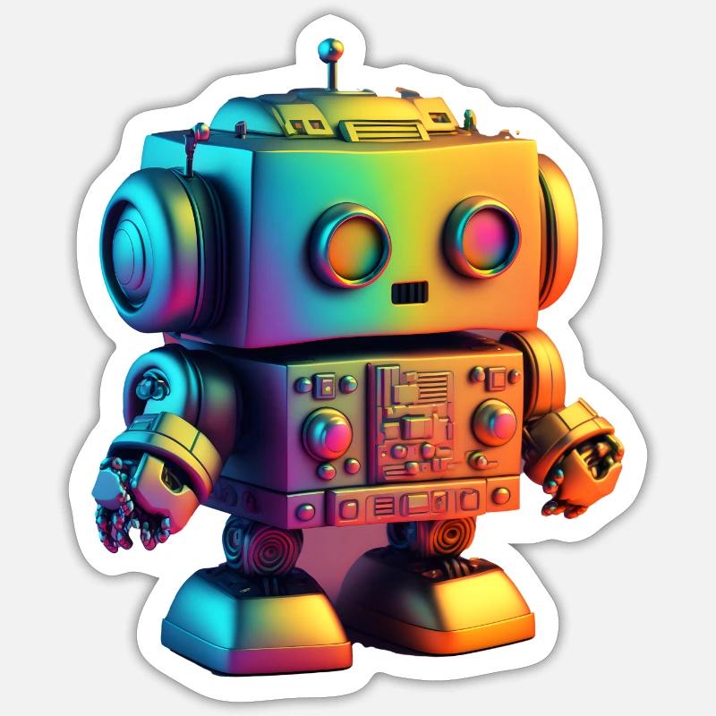 TinyToyRobot - Sticker taille S (10 x 10 cm) - blanc mat