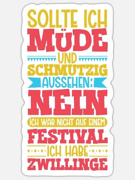 Müde und schmutzig - Zwillinge - Sticker Größe S (10 x 10 cm) - Mattweiß