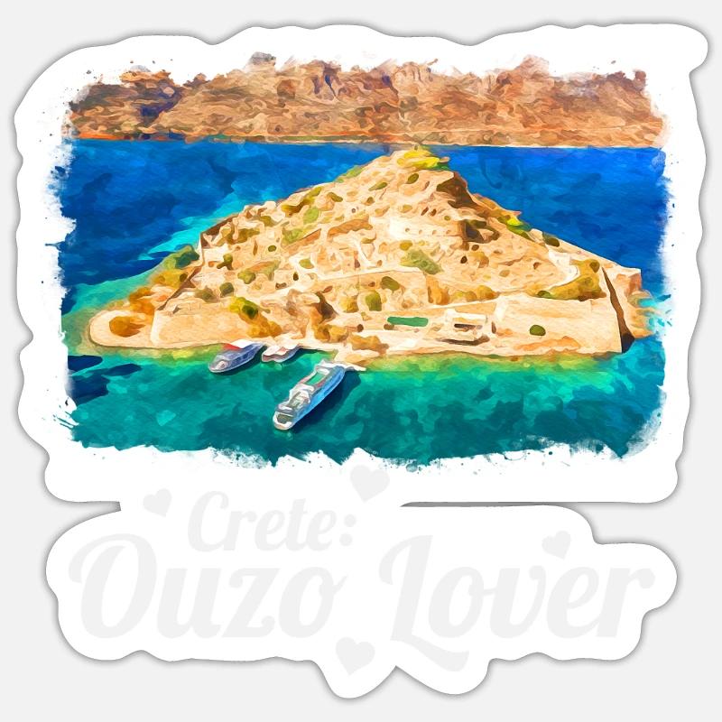 Crete Ouzo Lover - Sticker Größe S (10 x 10 cm) - Mattweiß