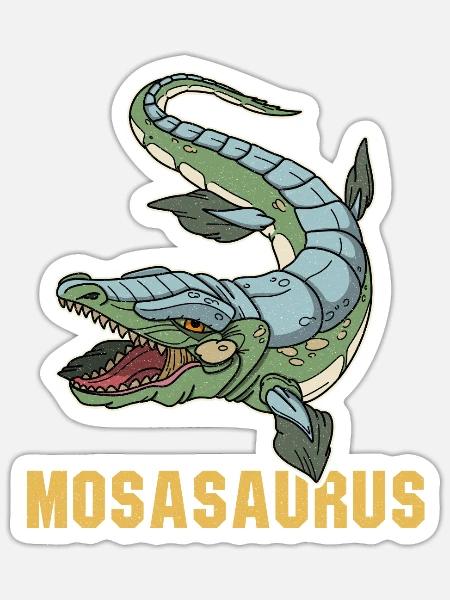 Mosasaurus Dinosaurier Kinder Schule Geschenk - Sticker Größe S (10 x 10 cm) - Mattweiß