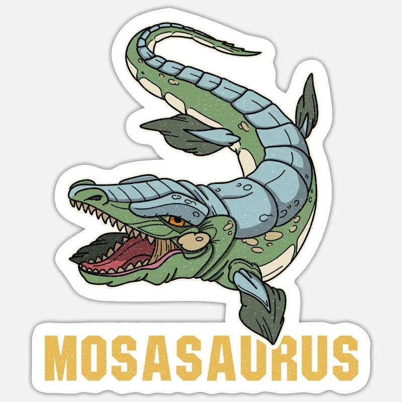 Mosasaurus Dinosaurier Kinder Schule Geschenk - Sticker Größe S (10 x 10 cm) - Mattweiß