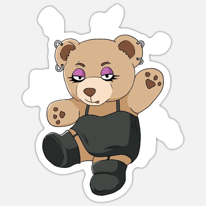 Finnish Goth Aesthetic Gothic Bear Goth - Sticker Größe S (10 x 10 cm) - Mattweiß