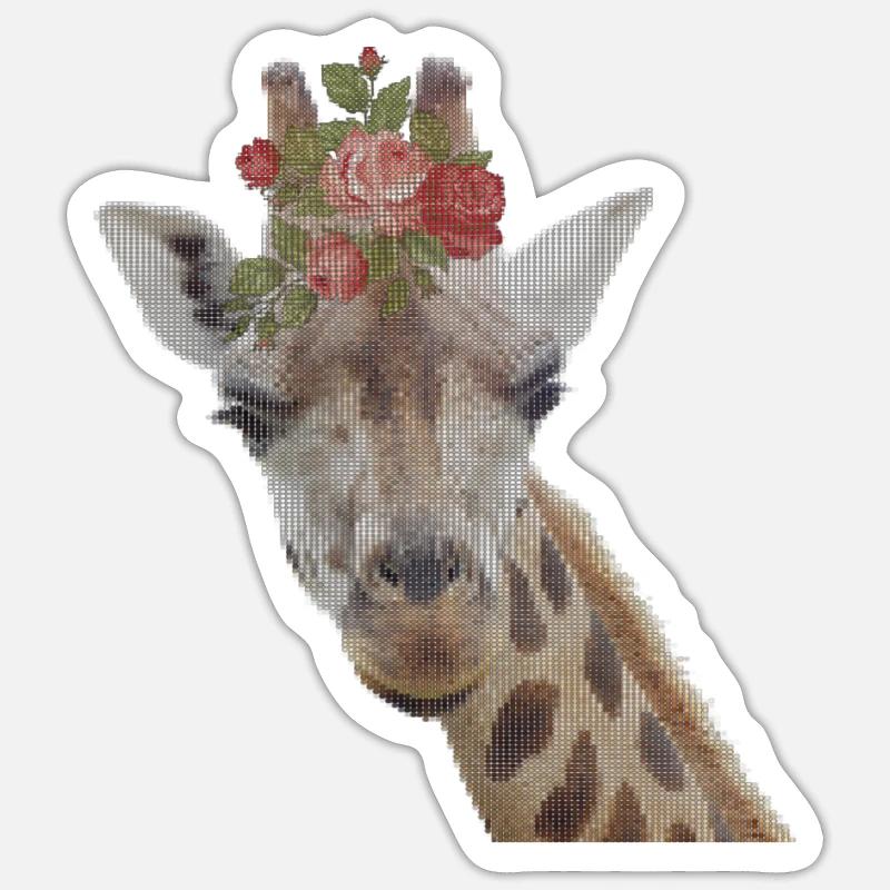 Giraffe Pixeldesign - Sticker Größe S (10 x 10 cm) - Mattweiß
