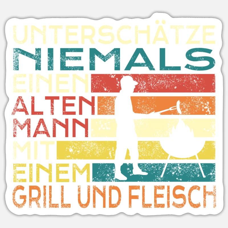 Grillen und Camper Geschenkidee - Sticker Größe S (10 x 10 cm) - Mattweiß