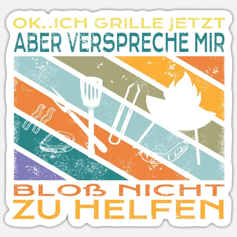 Grillen und Camper Geschenkidee - Sticker Größe S (10 x 10 cm) - Mattweiß