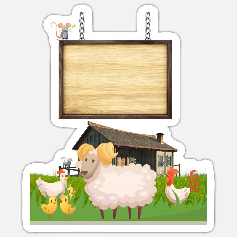 Pasture Pals Rustic-Bauernhof-Schild - Sticker Größe S (10 x 10 cm) - Mattweiß