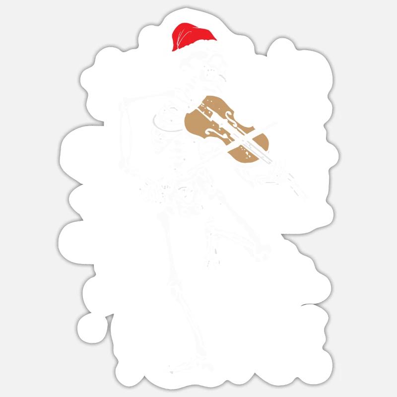 Violon squelette - Sticker taille S (10 x 10 cm) - blanc mat