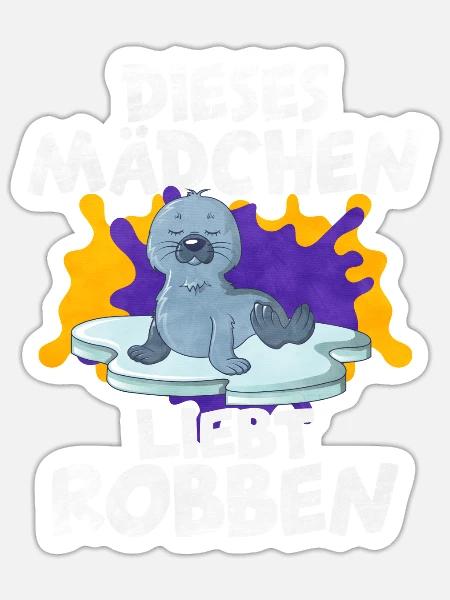 Dieses Mädchen Liebt Robben - Sticker Größe S (10 x 10 cm) - Mattweiß