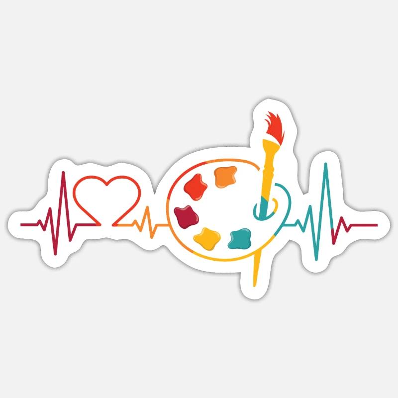 Painter Heartbeat For Painter - Sticker Größe S (10 x 10 cm) - Mattweiß