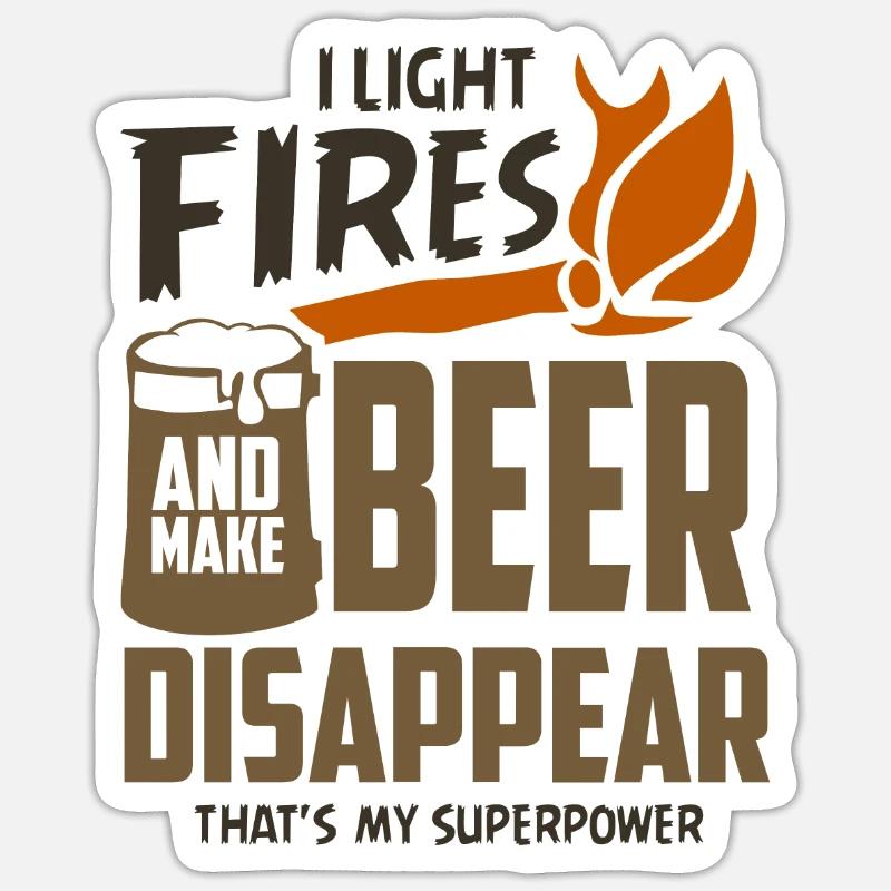 Camping Sprüche Bier - Sticker Größe S (10 x 10 cm) - Mattweiß