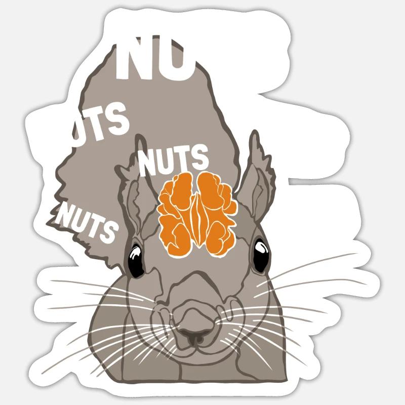 Nuts Brain Fuchshörnchen Grauhörnchen Squirrel Sticker Größe S (10 x 10 cm)