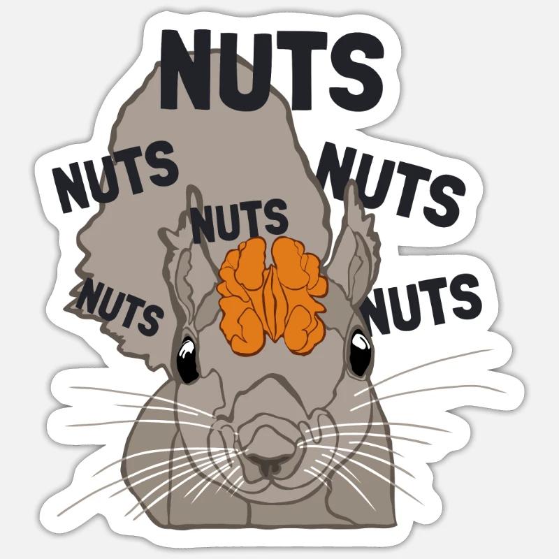 Nuts Brain Fuchshörnchen Grauhörnchen Squirrel Sticker Größe S (10 x 10 cm)