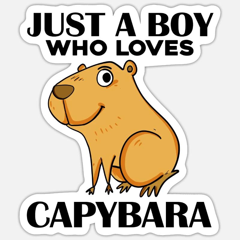 Garçon Capybara - Sticker taille S (10 x 10 cm) - blanc mat