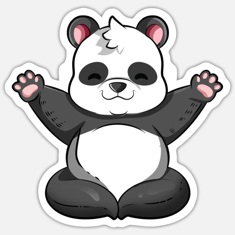Panda de dessin animé - Sticker taille S (10 x 10 cm) - blanc mat