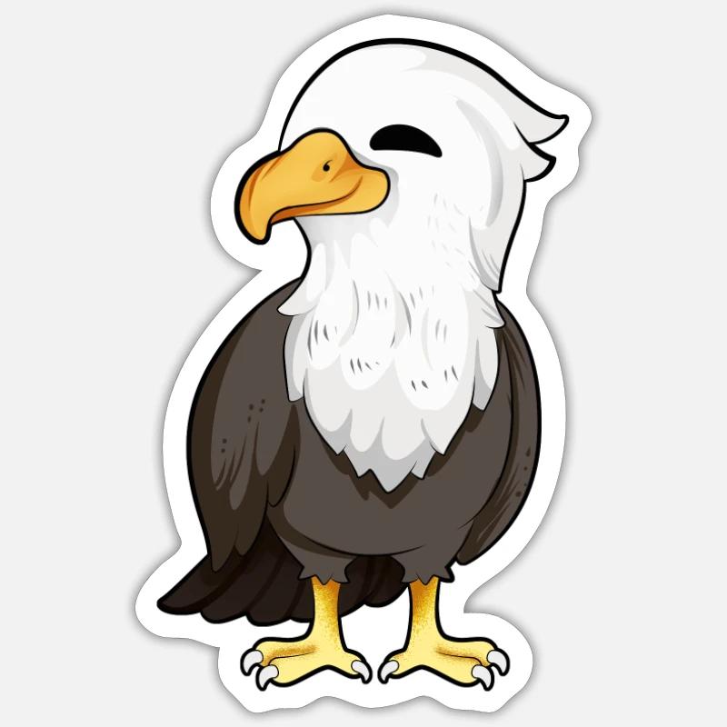 Kawaii Pygargue à queue blanche Sticker taille S (10 x 10 cm)