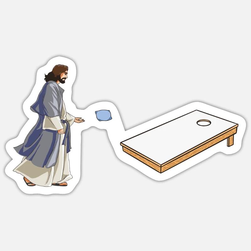 Jesus playing cornhole - Funny cornhole Sticker size S (10 x 10 cm)