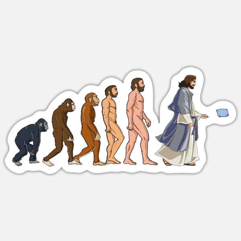 Jesus Cornhole Evolution - Drôle de trou de maïs - Sticker taille S (10 x 10 cm) - blanc mat