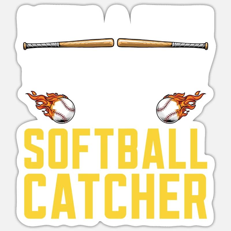 Softball Fänger - Sticker Größe S (10 x 10 cm) - Mattweiß