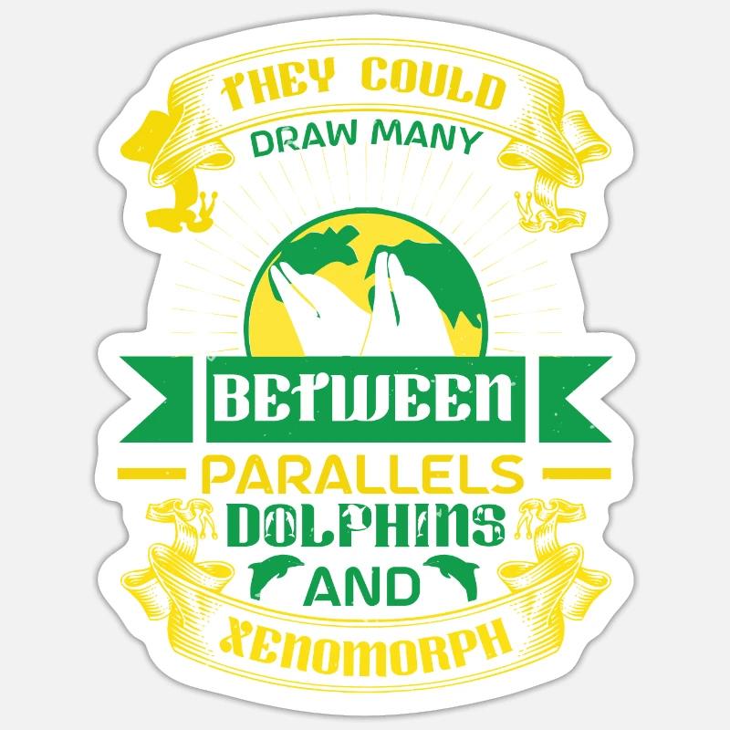 BETWEEN PARALLELS DOLPHINS - Sticker size S (10 x 10 cm) - white matte
