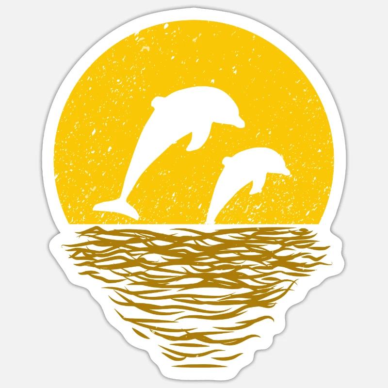 DOLPHINS PLAY - Sticker size S (10 x 10 cm) - white matte