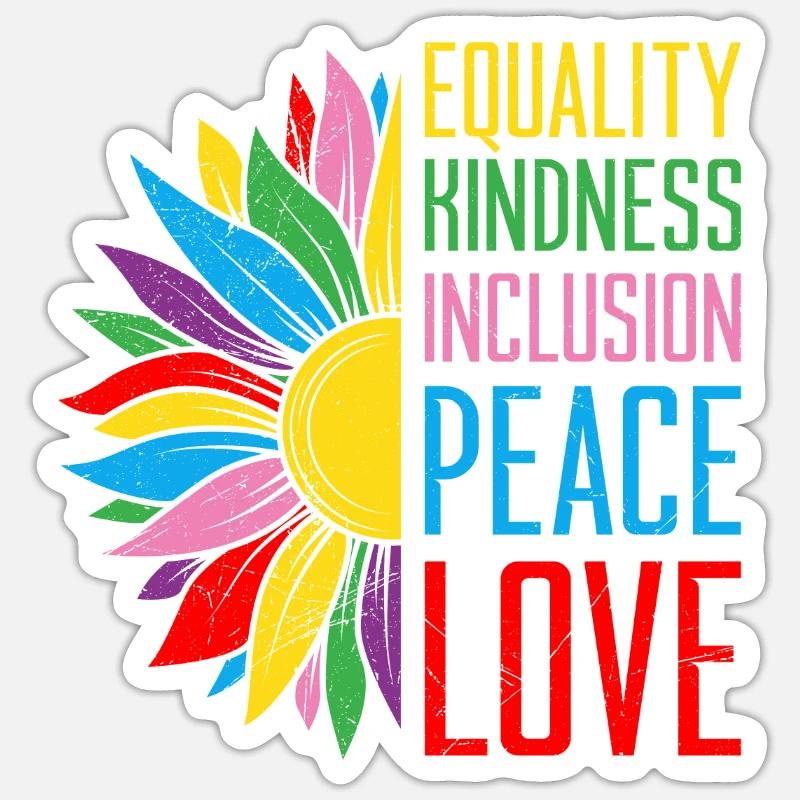 Inclusion Equality Kindness Acceptance - Sticker size S (10 x 10 cm) - white matte