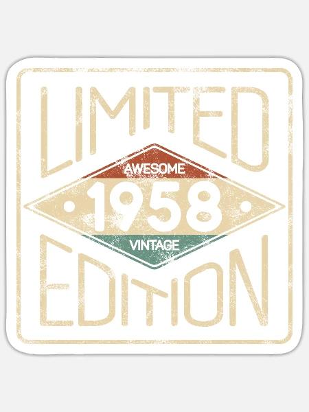 Limitierte Edition Awesome Vintage 1958 Geburtstag - Sticker Größe S (10 x 10 cm) - Mattweiß