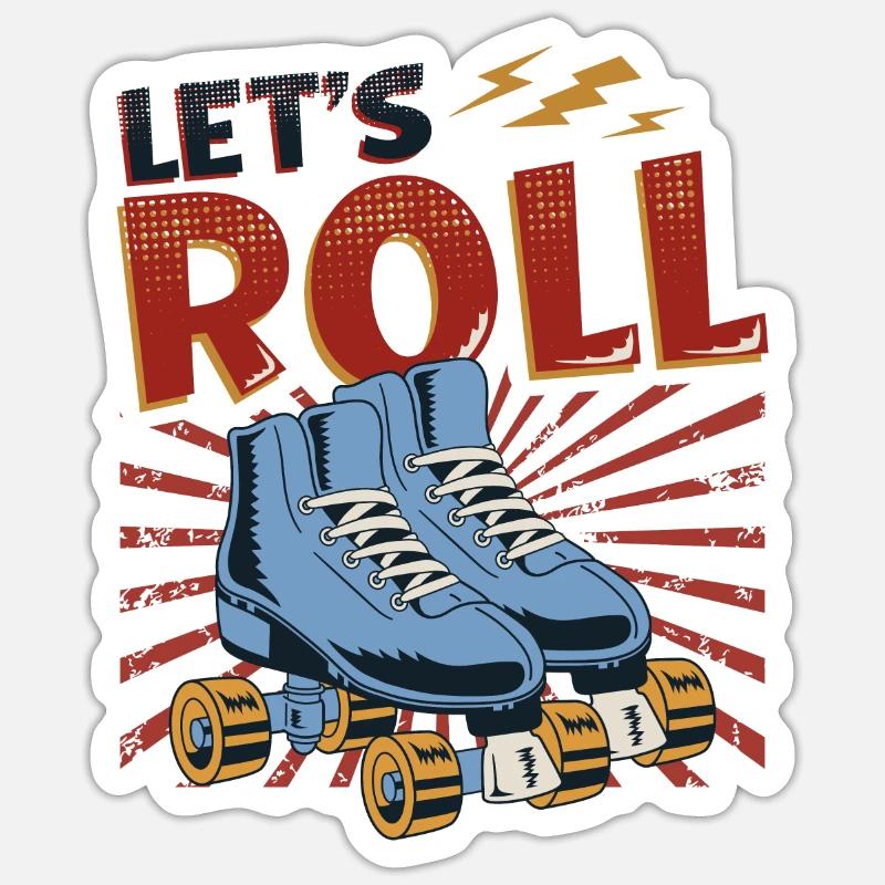 Let's Roll Roller Blade Skating, roller skater Sticker size S (10 x 10 cm)
