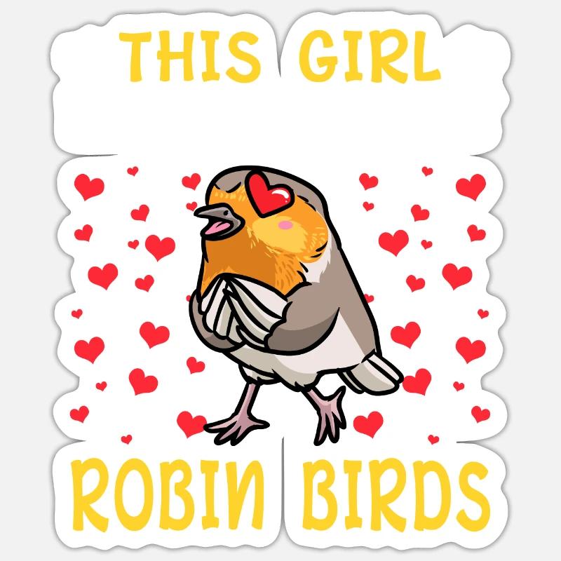 Rotkehlchen Vogel - Sticker Größe S (10 x 10 cm) - Mattweiß