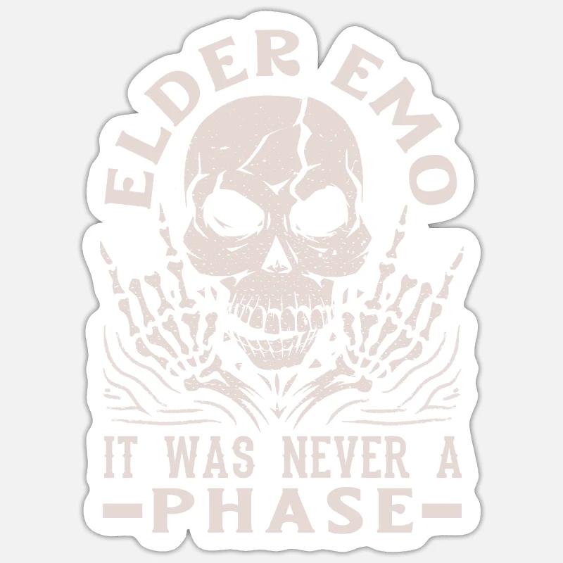 Elder Emo It Was Never A Phase Gothic Skeleton Sticker size S (10 x 10 cm)